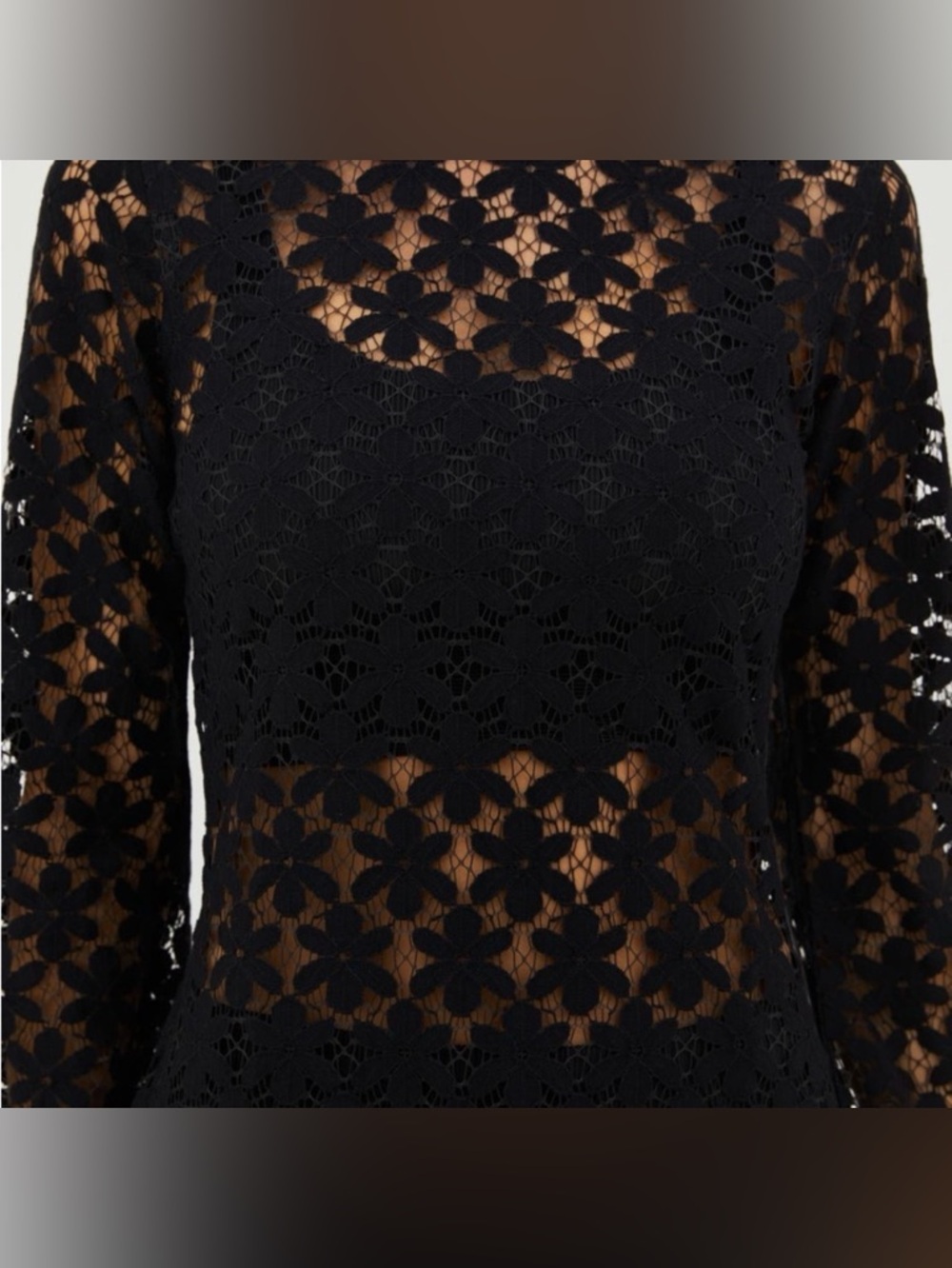 BEACH RIOT Goldie Black Crochet/Lace Floral Sheer Swim Coverup - Medium - Picture 5 of 11